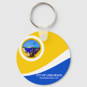 ロングビーチ(カリフォルニア州)市旗キーチェーン キーホルダー (正面)