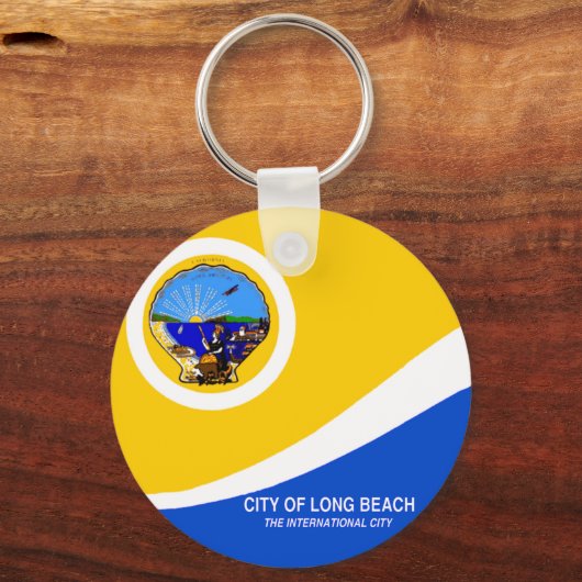 ロングビーチ(カリフォルニア州)市旗キーチェーン キーホルダー (正面)