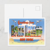 ロングビーチ，ニューヨークヴィンテージビッグ・レター ポストカード (正面/裏面)