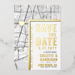 ロングビーチ ラブ ロケーター | ウェディング セーブ・ザ・デート 箔招待状