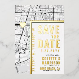 ロングビーチ ラブ ロケーター | 結婚式 Save the Date 箔招待状