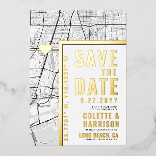 ロングビーチ ラブ ロケーター 結婚式 Save the Date 箔招待状