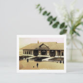 ロングビーチ、ロングアイランド、ニューヨークの列車駅 ヴィンテージ ポストカード (スタンド正面)