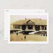 ロングビーチ、ロングアイランド、ニューヨークの列車駅 ヴィンテージ ポストカード (正面/裏面)