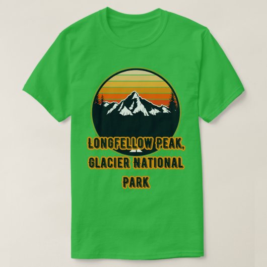 ロングフェローピーク氷河国立公園 Tシャツ (デザイン正面)