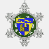 ロングフォードアイルランドクレストアイルランド スノーフレークピューターオーナメント (正面)