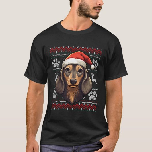 ロングフォールドダシュントSanta Hatクリスマスドおもしろいゥ Tシャツ (正面)