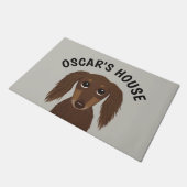 ロングフォールドチョコレートダシュントパーソナライズされたドッグ ドアマット (アングル)