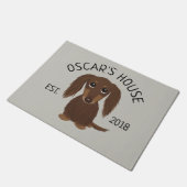 ロングフォールドチョコレートダシュントパーソナライズされたドッグ ドアマット (アングル)