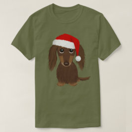 ロングフォールドチョコレートダシュントSanta Christmas Tシャツ