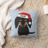 ロングフォールドブラックアンドタンダッシュンドサンタカスタム クッション (ブランケット)