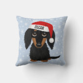 ロングフォールドブラックアンドタンダッシュンドサンタカスタム クッション (裏面)