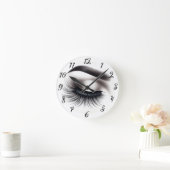 ロングブラックウィスピーまつげラッシュエクステンション美しい ラウンド壁時計 (ホーム)