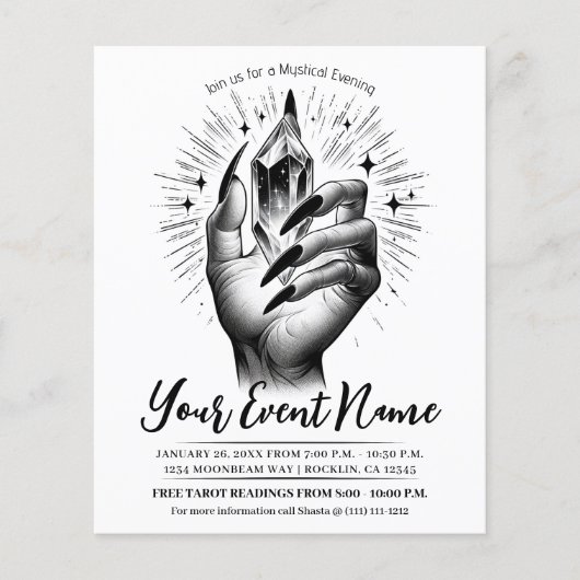 ロングブラック爪、 ネイル結晶エネルギー魔法ヴィンテージ チラシ (正面)