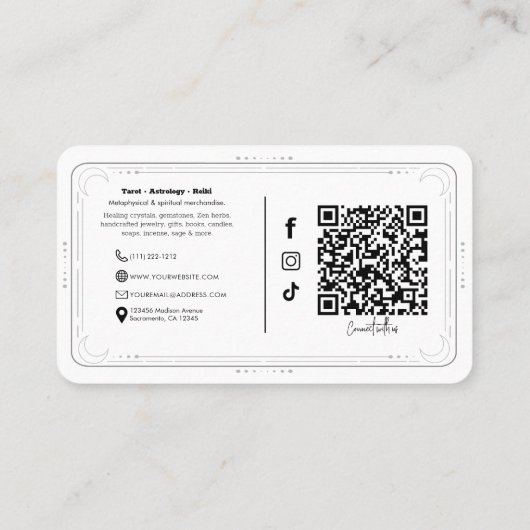 ロングブラック爪、 ネイル&クリスタルエナジーソーシャルメディアQR 名刺 (裏面)