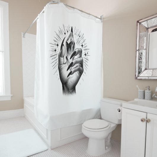 ロングブラック爪、 ネイル&クリスタルエネルギー魔法ヴィンテージ シャワーカーテン (インサイチュ)