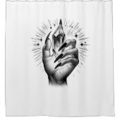 ロングブラック爪、 ネイル&クリスタルエネルギー魔法ヴィンテージ シャワーカーテン (正面)