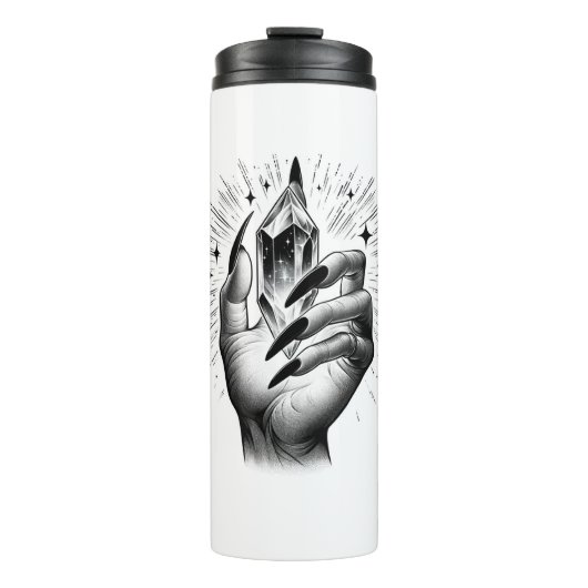 ロングブラック爪、 ネイル&クリスタルエネルギー魔法ヴィンテージ タンブラー (正面)