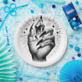 ロングブラック爪、 ネイル&クリスタルエネルギー魔法ヴィンテージ ペーパープレート (パーティー)