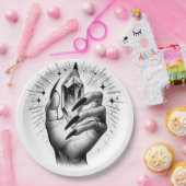 ロングブラック爪、 ネイル&クリスタルエネルギー魔法ヴィンテージ ペーパープレート (パーティー)