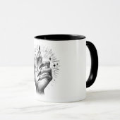 ロングブラック爪、 ネイル&クリスタルエネルギー魔法ヴィンテージ マグカップ (正面右)