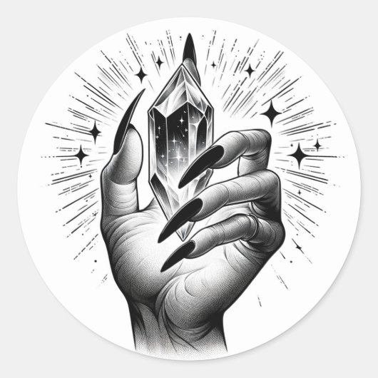 ロングブラック爪、 ネイル&クリスタルエネルギー魔法ヴィンテージ ラウンドシール (正面)