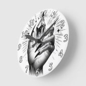 ロングブラック爪、 ネイル&クリスタルエネルギー魔法ヴィンテージ ラウンド壁時計 (傾斜)