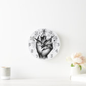 ロングブラック爪、 ネイル&クリスタルエネルギー魔法ヴィンテージ ラウンド壁時計 (ホーム)