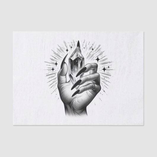 ロングブラック爪、 ネイル&クリスタルエネルギー魔法ヴィンテージ 薄葉紙 (正面)