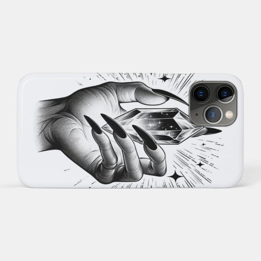 ロングブラック爪、 ネイル&クリスタルエネルギー魔法ヴィンテージ Case-Mate iPhoneケース (裏面(横))