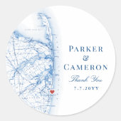 ロングブランチニュージャージーマップ結婚式の引き出物 ラウンドシール (正面)