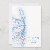 ロングブランチニュージャージー結婚マップのフォトフラット サンキューカード (正面)