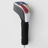 ロングブルスカル動揺して擦り切れたテキサス州国旗 ゴルフヘッドカバー (アングル)