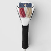 ロングブルスカル動揺して擦り切れたテキサス州国旗 ゴルフヘッドカバー (正面)