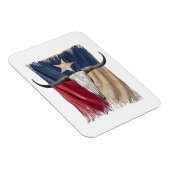 ロングブルスカル動揺して擦り切れたテキサス州国旗 マグネット (右側)