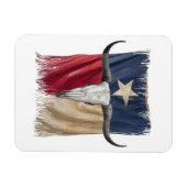 ロングブルスカル動揺して擦り切れたテキサス州国旗 マグネット (横)