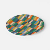 ロングブロックレトロモダンチェックパターン ペーパープレート (アングル)