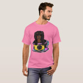 ロングヘアのブラックドキシ― Tシャツ (正面フル)