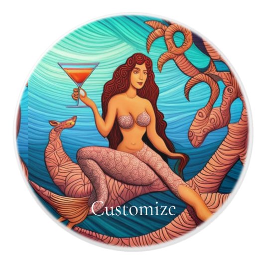 ロングヘアのマーティーニMermaid Thunder_Cove セラミックノブ (正面)