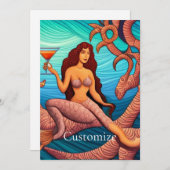 ロングヘアのマーティーニMermaid Thunder_Cove 招待状 (正面/裏面)