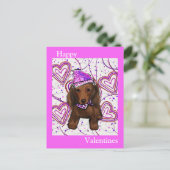 ロングヘアの赤いドキシ ポストカード (スタンド正面)