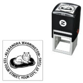 ロングヘアキャットオンベッドネーム差出人住所 セルフインキングスタンプ (インサイチュ)