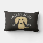 ロングヘアクリームダシュントパーソナライズされたドッグ ランバークッション (裏面)