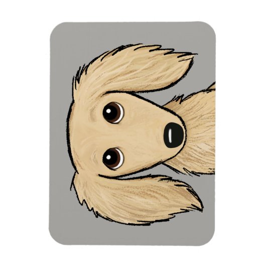 ロングヘアクリームダシュント |漫画ウィーナー犬 マグネット (縦)