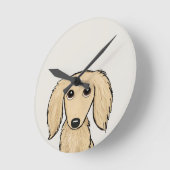 ロングヘアクリームダシュント |漫画ウィーナー犬 ラウンド壁時計 (傾斜)