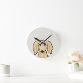 ロングヘアクリームダシュント |漫画ウィーナー犬 ラウンド壁時計 (ホーム)