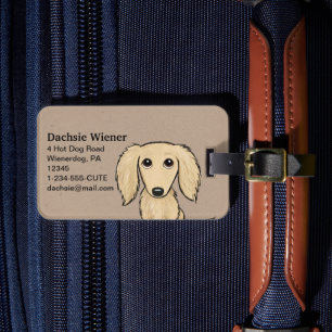 ロングヘアクリームダシュント  漫画ウィーナー犬 ラゲッジタグ