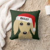 ロングヘアクリームダックスシュントサンタドッグカスタム クッション (ブランケット)