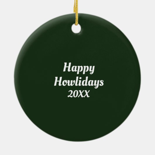 ロングヘアクリームダックスシュントサンタドッグカスタム セラミックオーナメント (裏面)