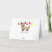 ロングヘアクリームダックスフントのクリスマス シーズンカード (裏面)